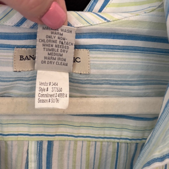 Banana Republic Blue Multicolor Striped Shirt Women’s XL Style #48814 Retro - Picture 3 of 6